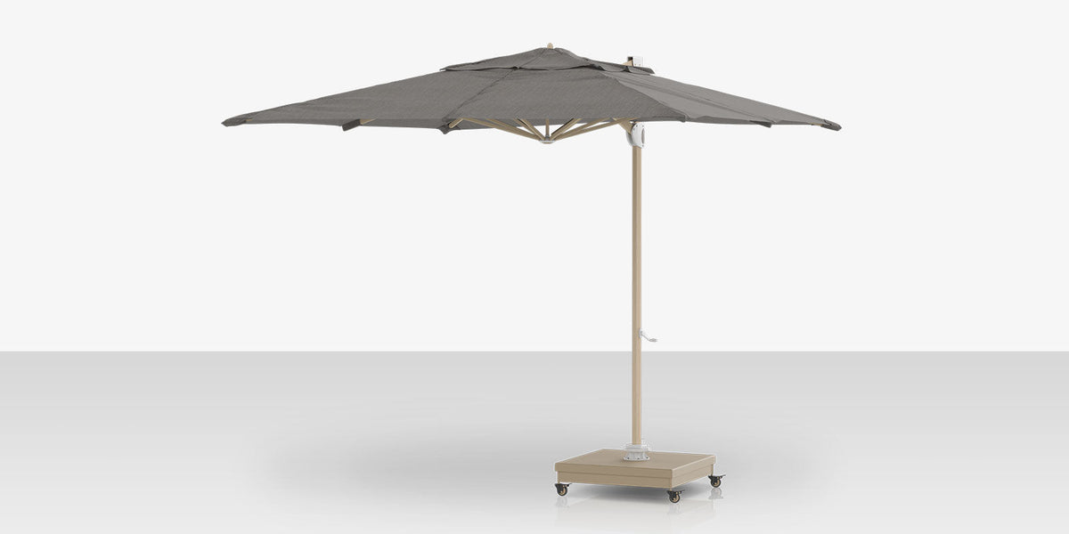 Rio Grande 10' – Parasol déporté carré, finition aspect bois, Charcoal Tweed