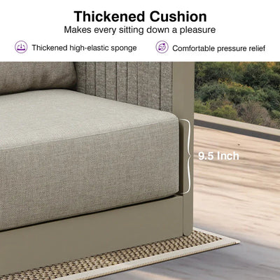 PURPLE LEAF Sanori Classical – Ensemble salon de terrasse beige sans table avec coussins pour terrasse