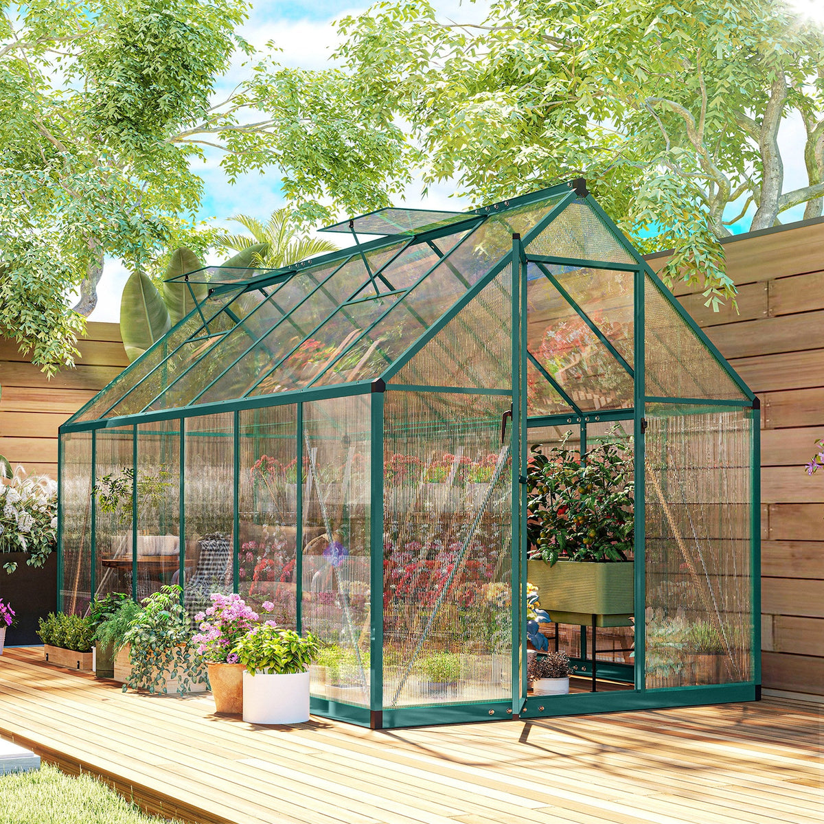 Serre en polycarbonate accessible 11' x 6', vert foncé
