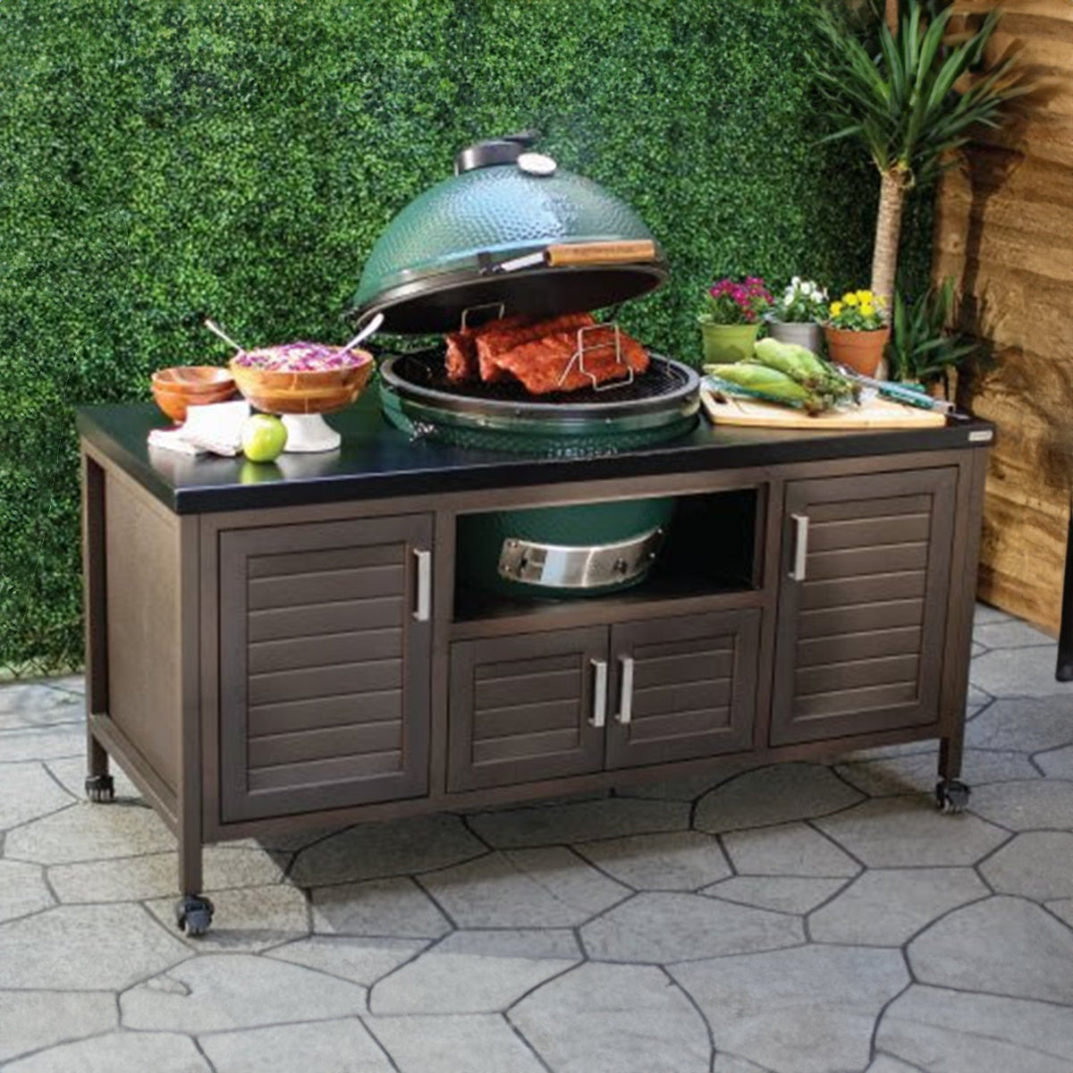 XL Big Green Egg + ensemble table Modern Farmhouse 69 pouces