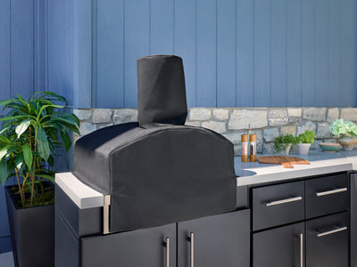 Emory | Îlot de cuisine extérieure d’angle avec barbecue encastrable et four à pizza