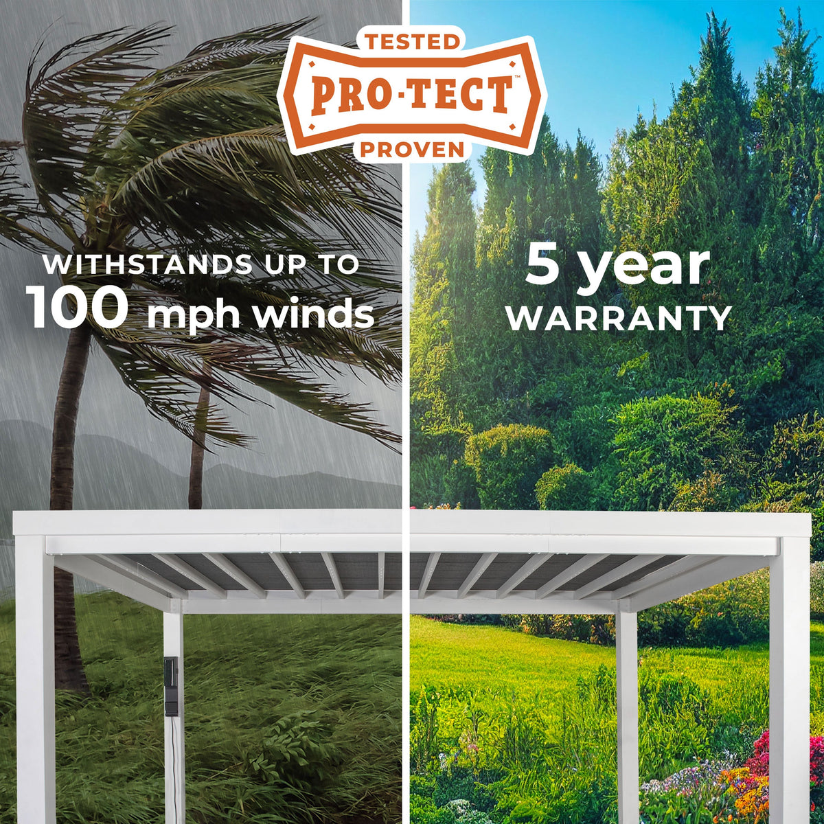 Windham 14x10 – Pergola moderne en acier avec toile d’ombrage souple