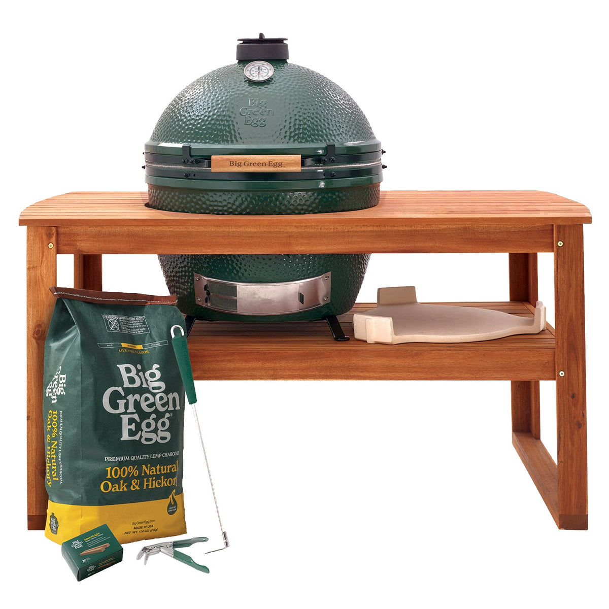 XL Big Green Egg + ensemble table en acacia