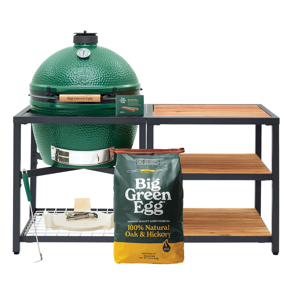XL Big Green Egg + ensemble Modular Nest + extension – (3) inserts Acacia