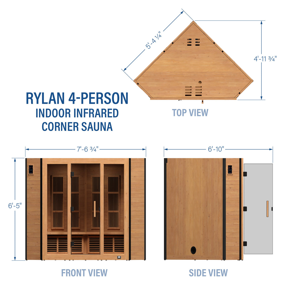 Rylan – Sauna infrarouge intérieur d’angle, 4 personnes