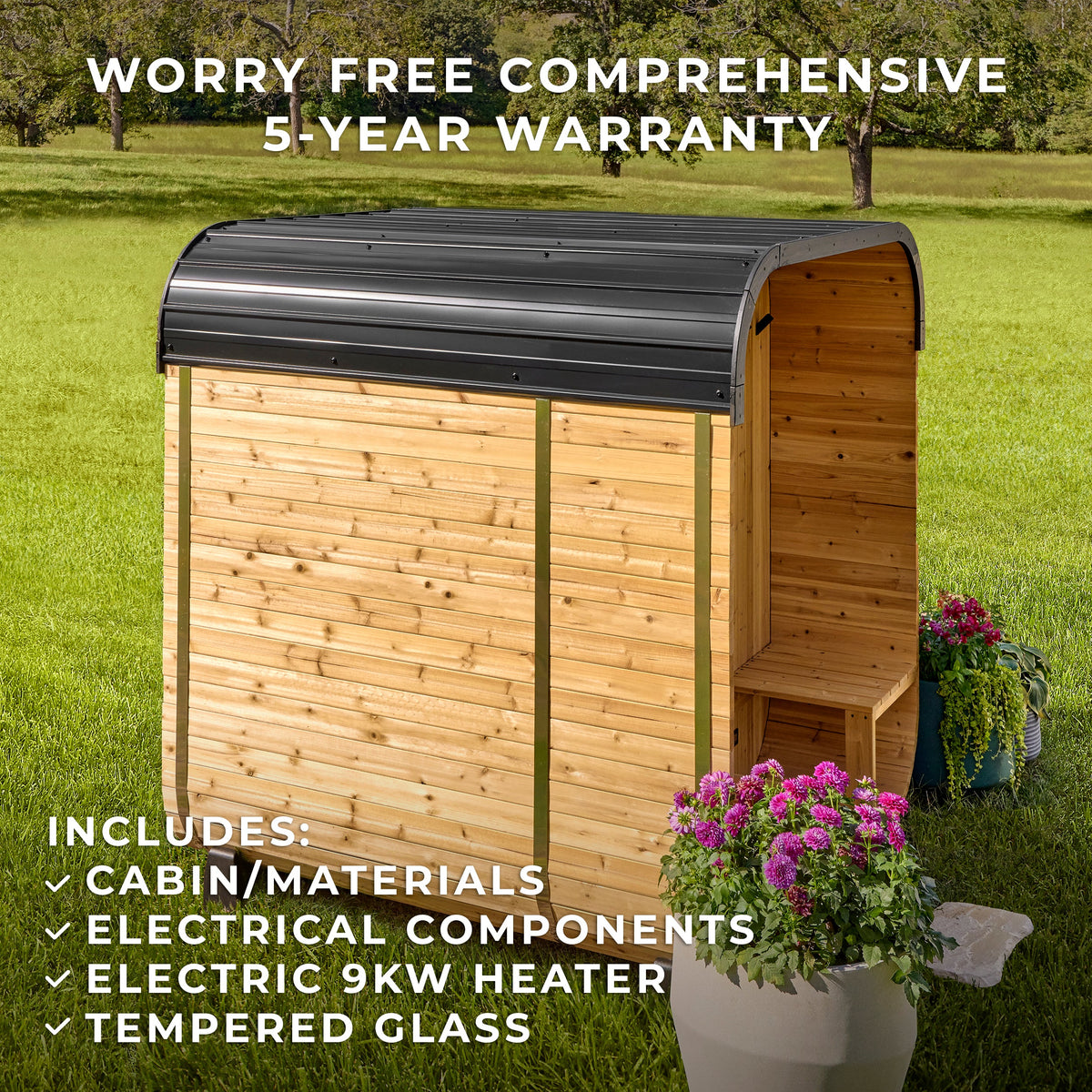 Lennon – Sauna cube extérieur avec porche, 2-4 personnes