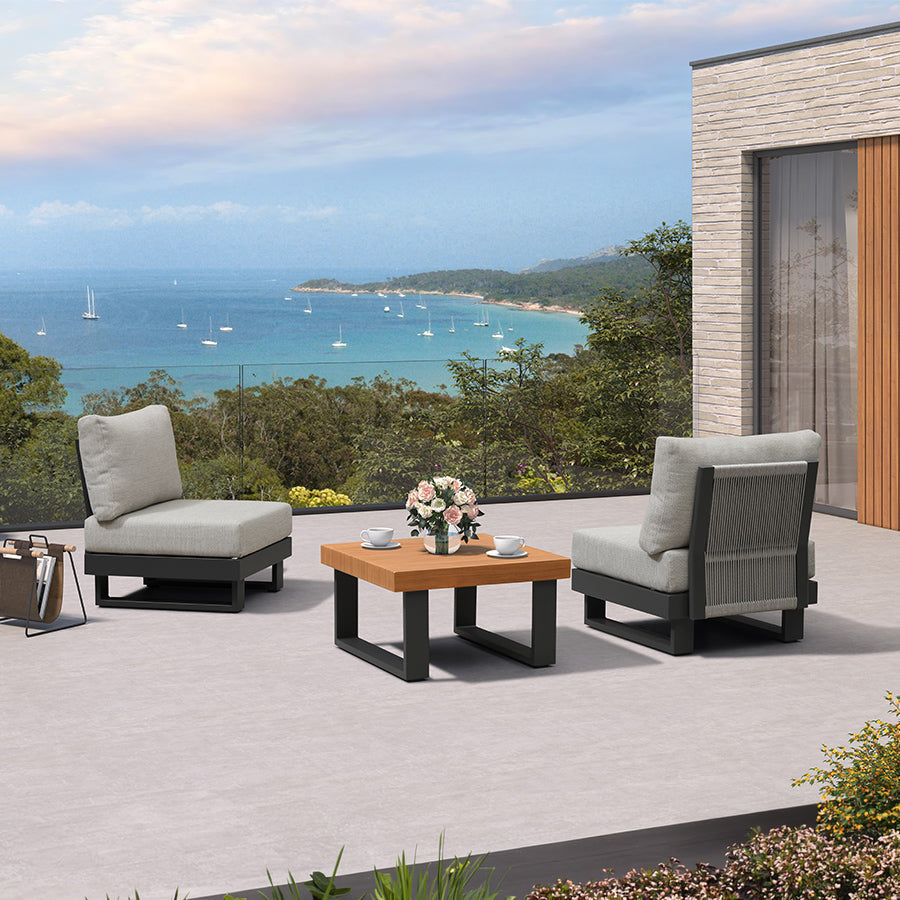 PURPLE LEAF Milan – Canapé d’angle extérieur modulaire avec coussins en oléfine et dossiers emboîtables pour porche et jardin