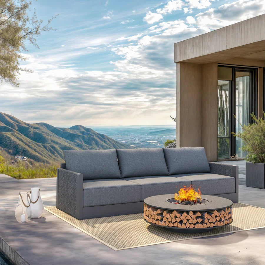 PURPLE LEAF Sanori Classical – Ensemble salon de terrasse gris sans table avec coussins pour terrasse