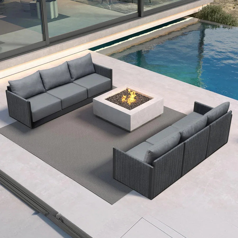 PURPLE LEAF Sanori Classical – Ensemble salon de terrasse gris sans table avec coussins pour terrasse