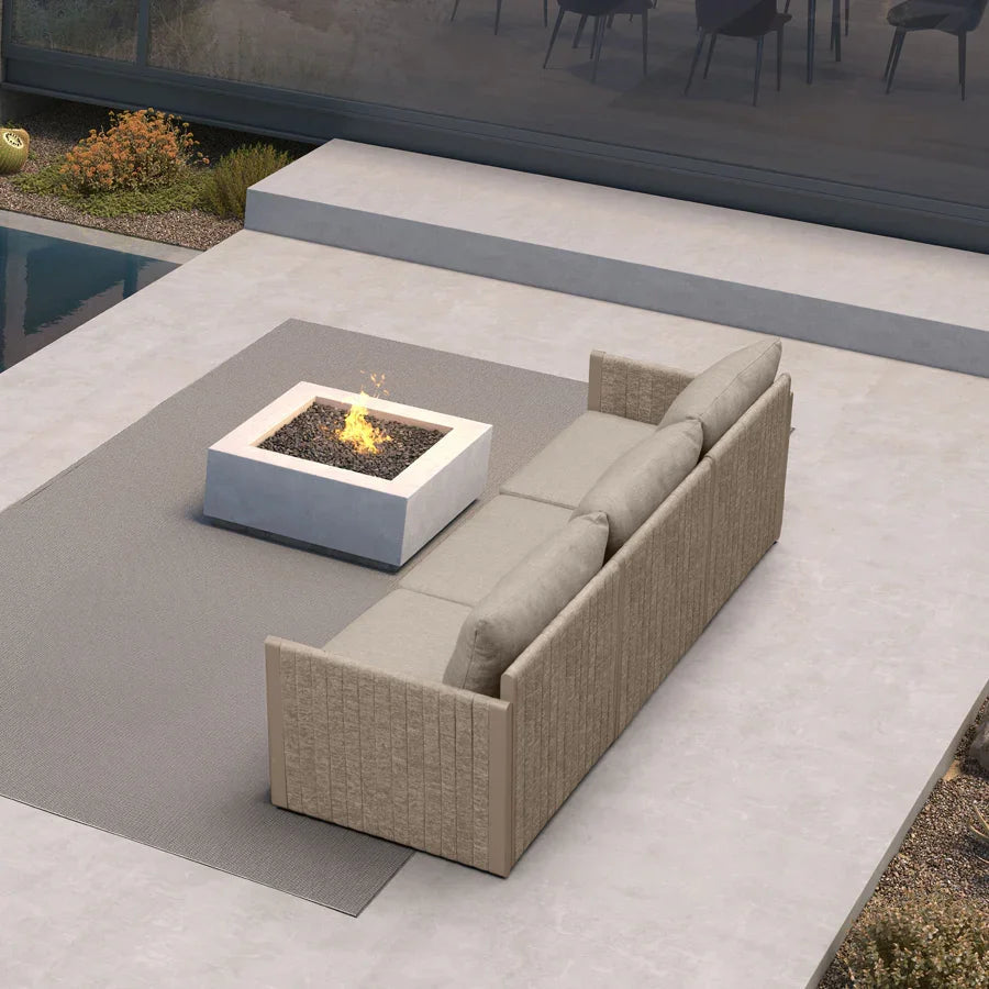 PURPLE LEAF Sanori Classical – Ensemble salon de terrasse beige sans table avec coussins pour terrasse