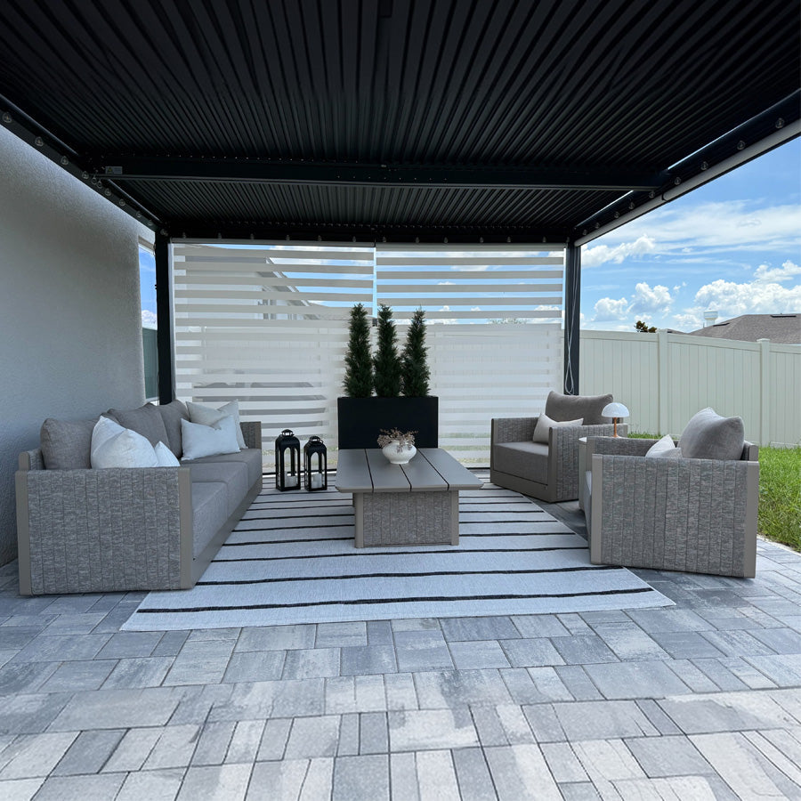 PURPLE LEAF Sanori Classical – Ensemble salon de terrasse beige avec table et coussins pour bord de piscine