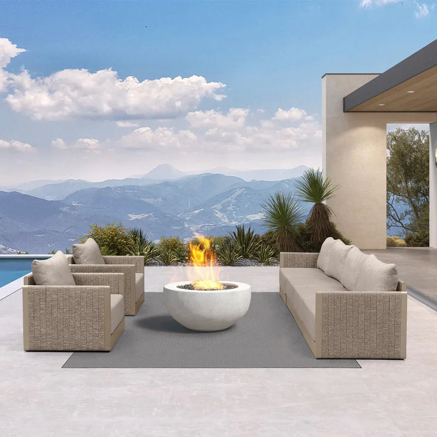 PURPLE LEAF Sanori Classical – Ensemble salon de terrasse beige sans table avec coussins pour terrasse