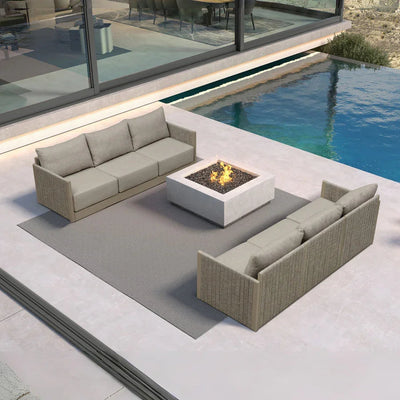 PURPLE LEAF Sanori Classical – Ensemble salon de terrasse beige sans table avec coussins pour terrasse