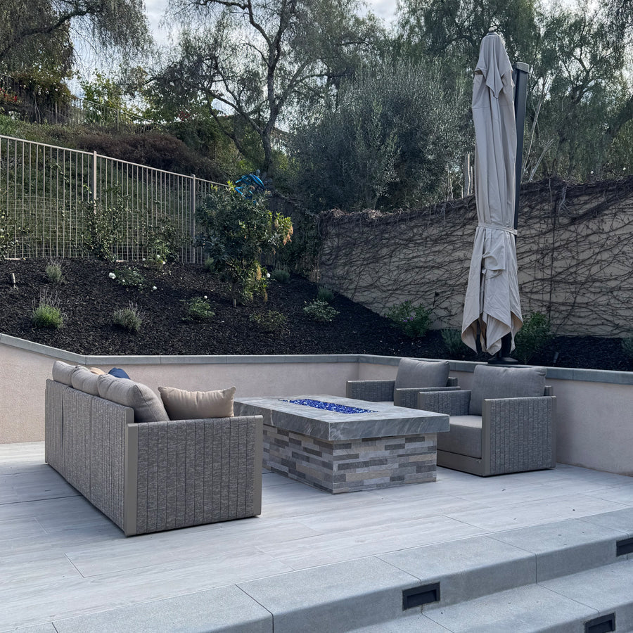 PURPLE LEAF Sanori Classical – Ensemble salon de terrasse beige sans table avec coussins pour terrasse